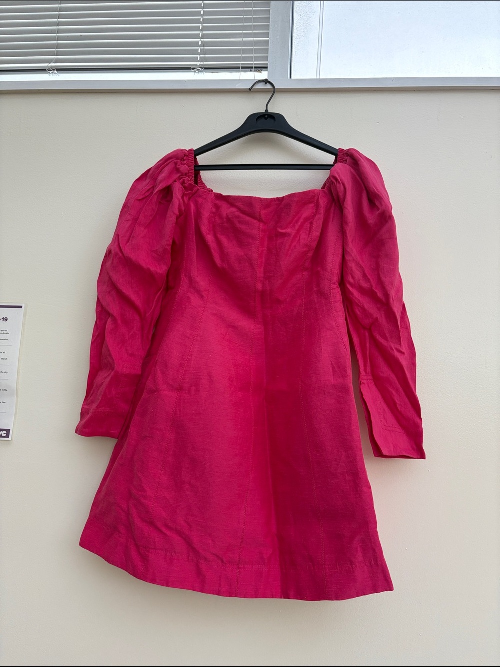 Aje Bright Fuchsia Puff Sleeve Dress